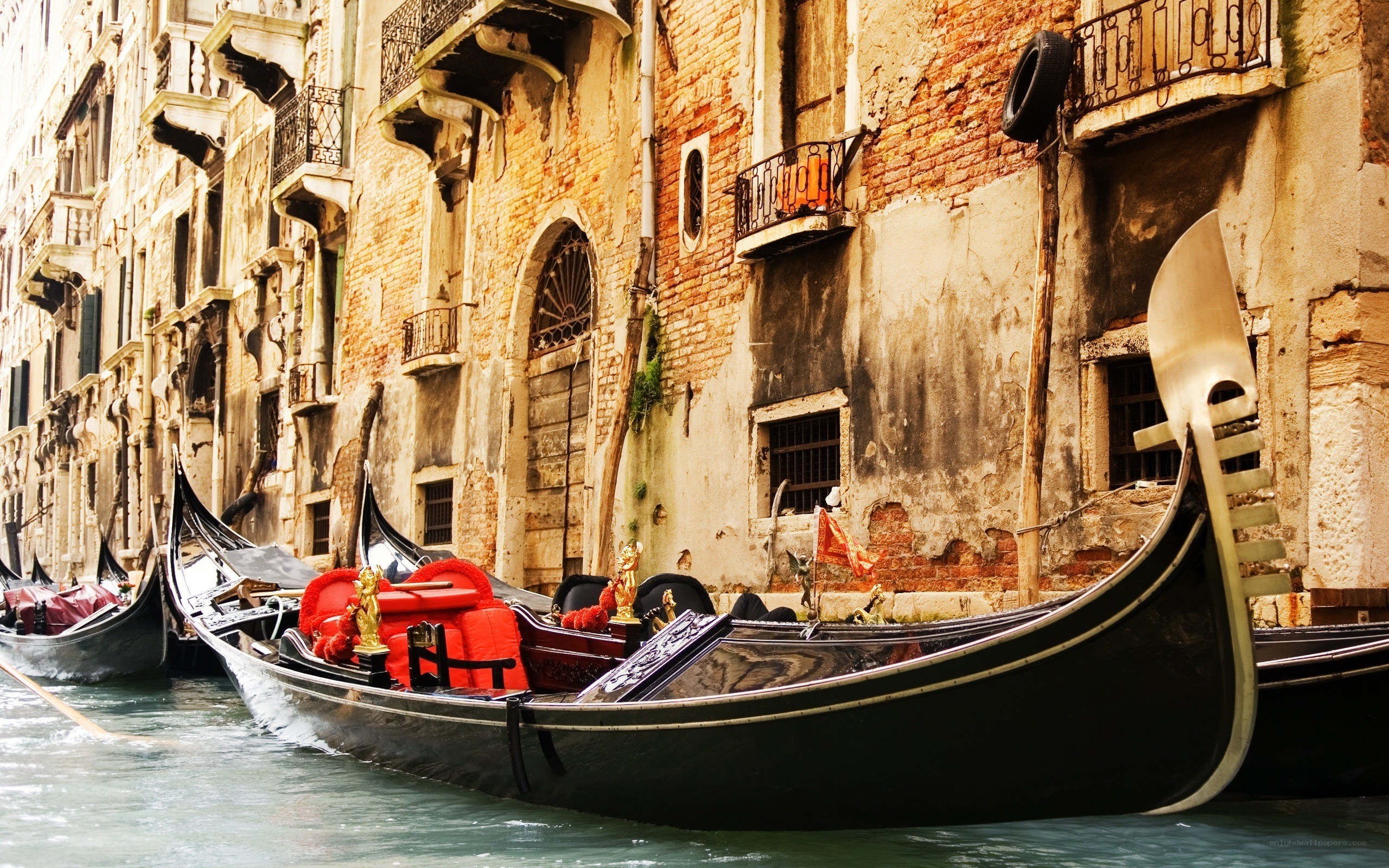 Gondolas in Venice canal