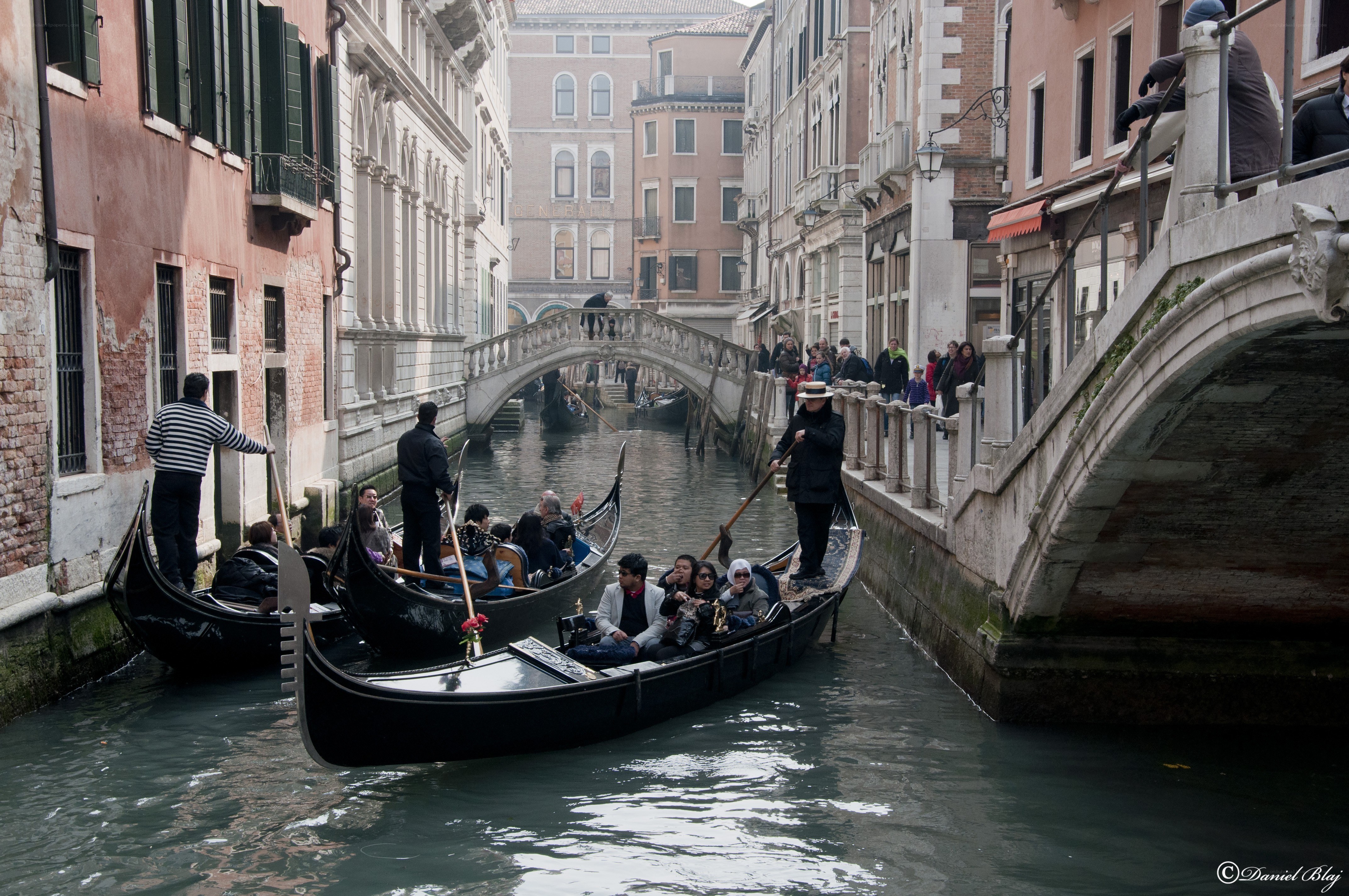 Gondolas in Venice canal