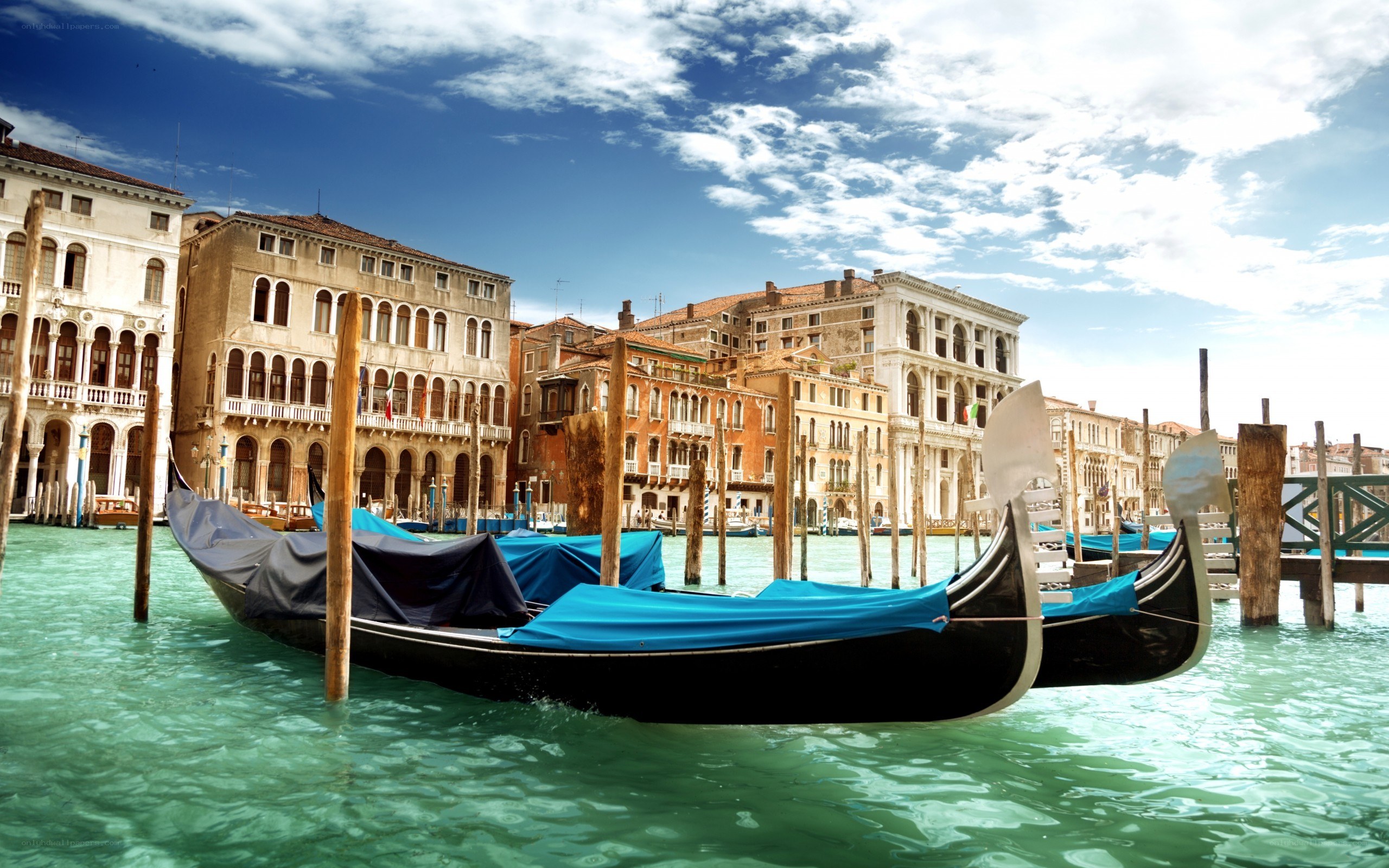Gondolas in Venice canal