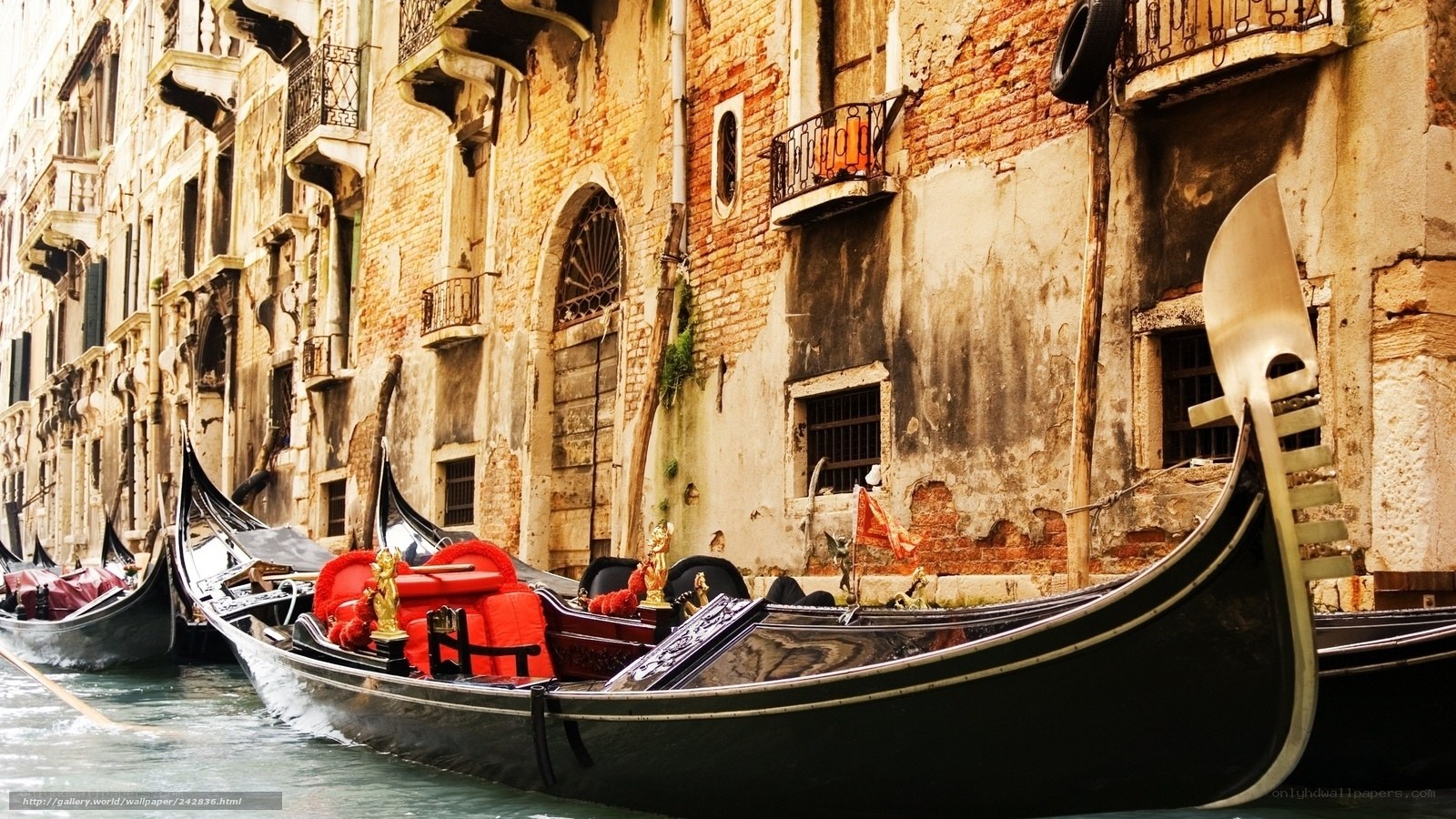 Gondolas in Venice canal