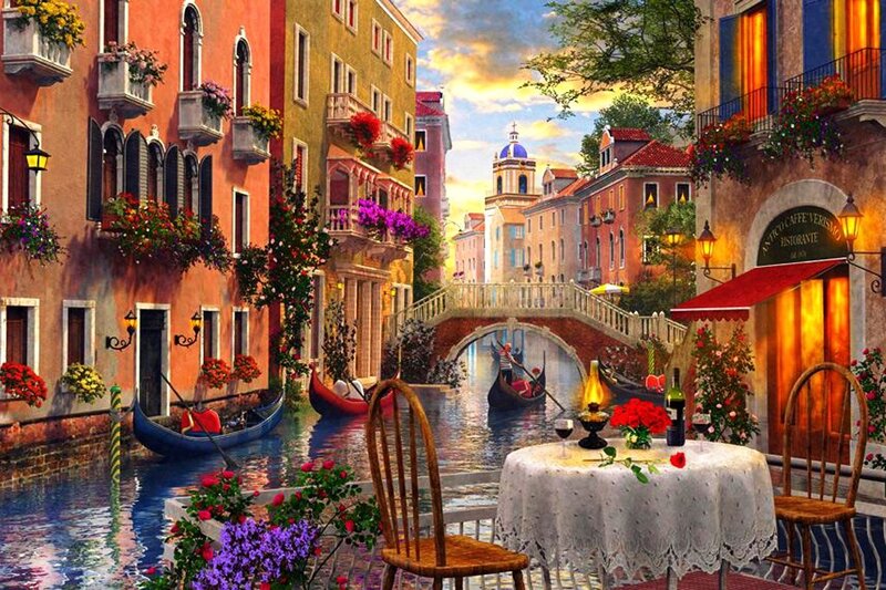 Gondolas in Venice — Orange, Romantic