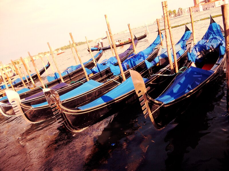 Gondolas in Water — Blue, Calm