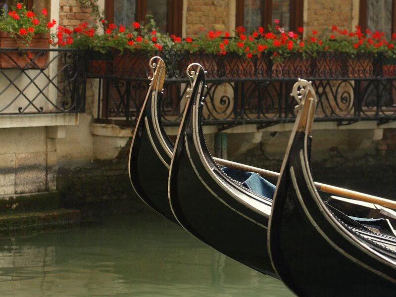 Gondolas on a Venetian canal
