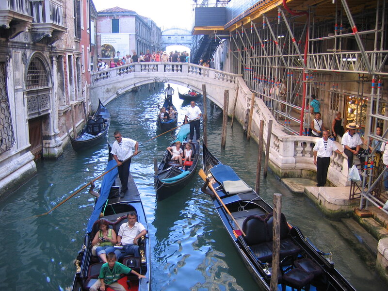 Gondolas on a Venetian canal