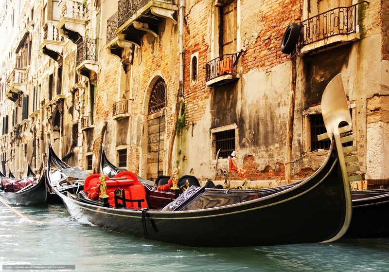 Gondolas on a Venetian canal