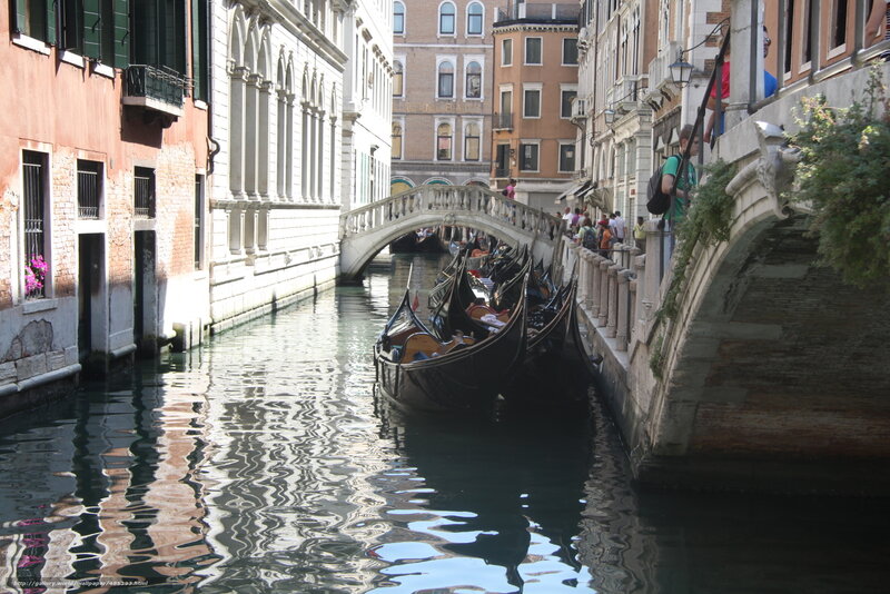 Gondolas on a Venetian canal