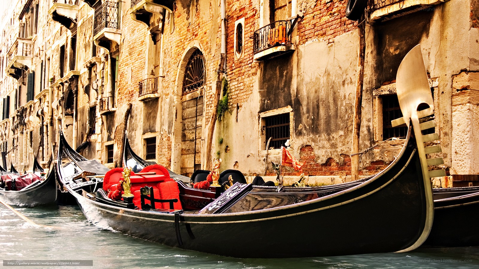Gondolas on a Venetian canal