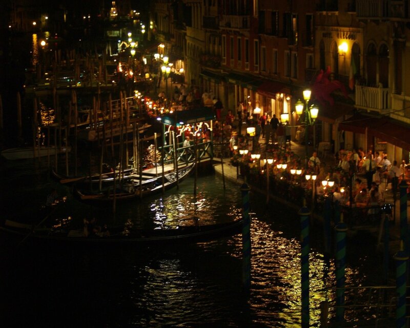 Gondolas on Canal — Black, Nocturnal