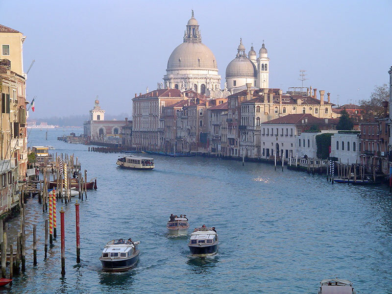 Gondolas on Canal — Blue, Calm