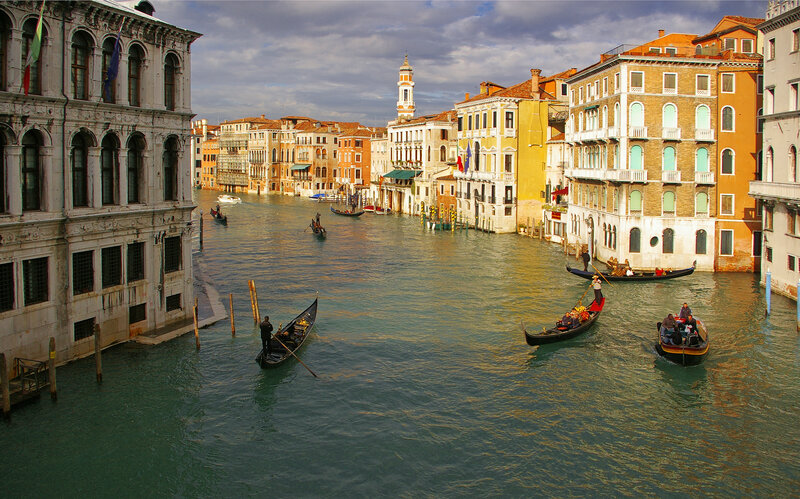 Gondolas on Canal — Green