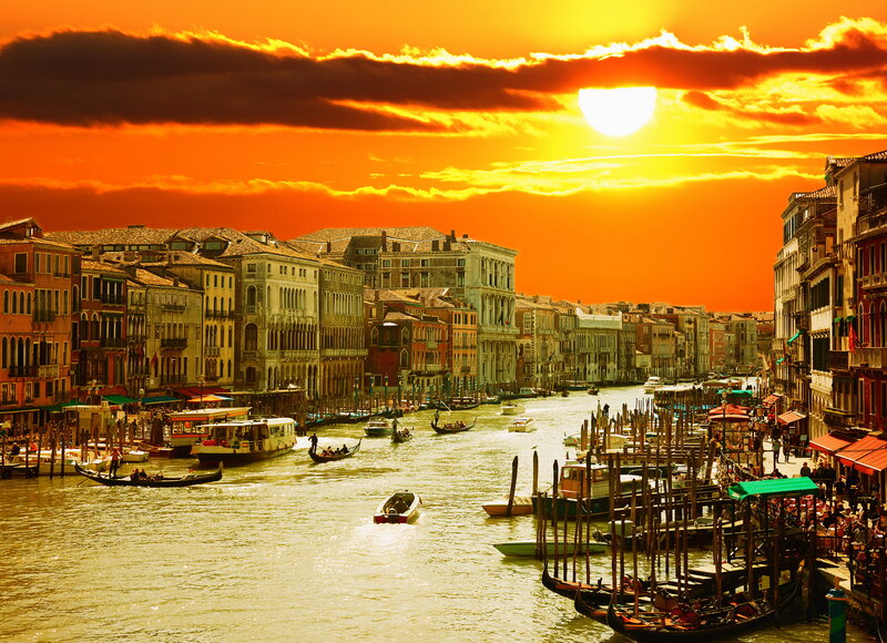 Gondolas on Canal — Orange