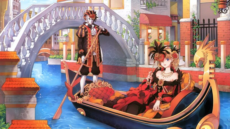 Gondolier and Passenger — Red