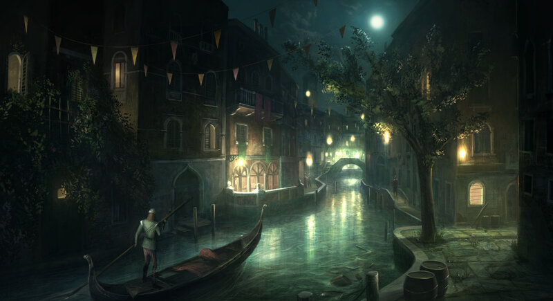 Gondolier in Gondola — Green