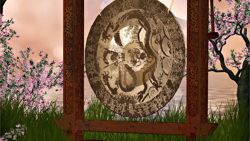 Gong with Dragon Design — Green