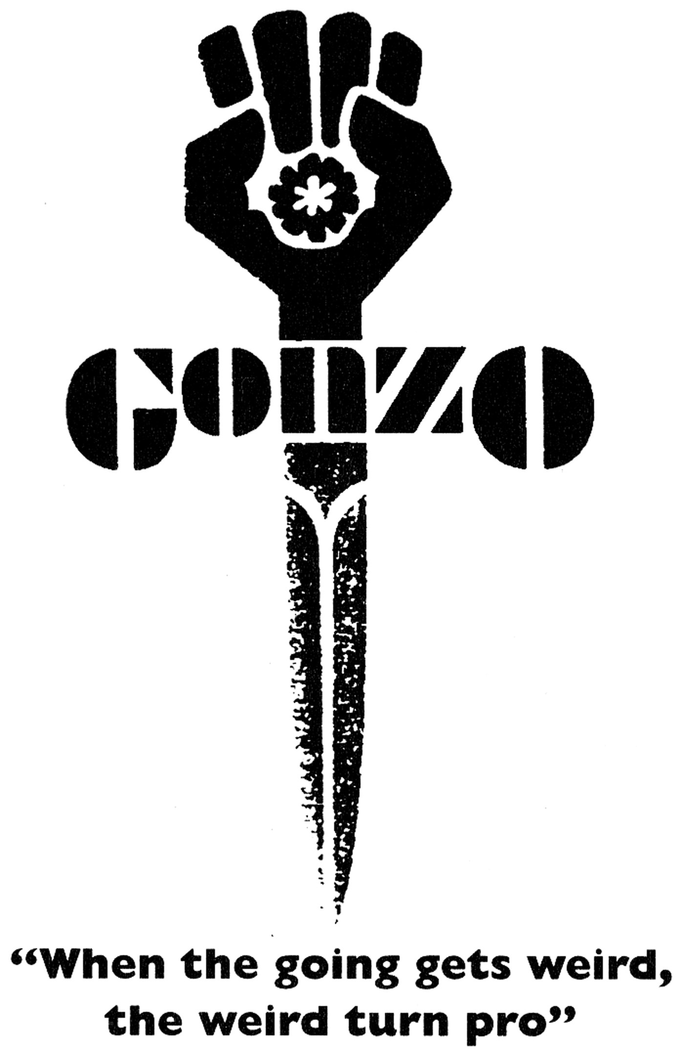 Gonzo logo with fist and dagger