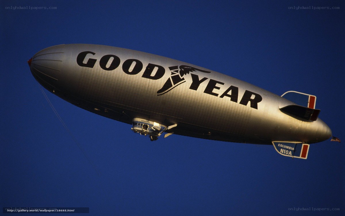Goodyear blimp in flight