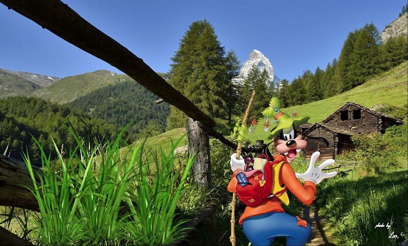 Goofy in Mountain Landscape