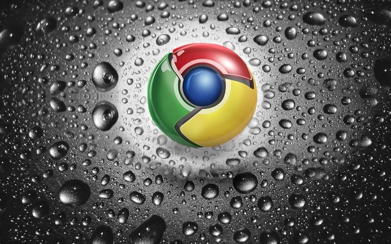 Google Chrome Logo — Black, Dramatic, 3d Render, Water Droplets