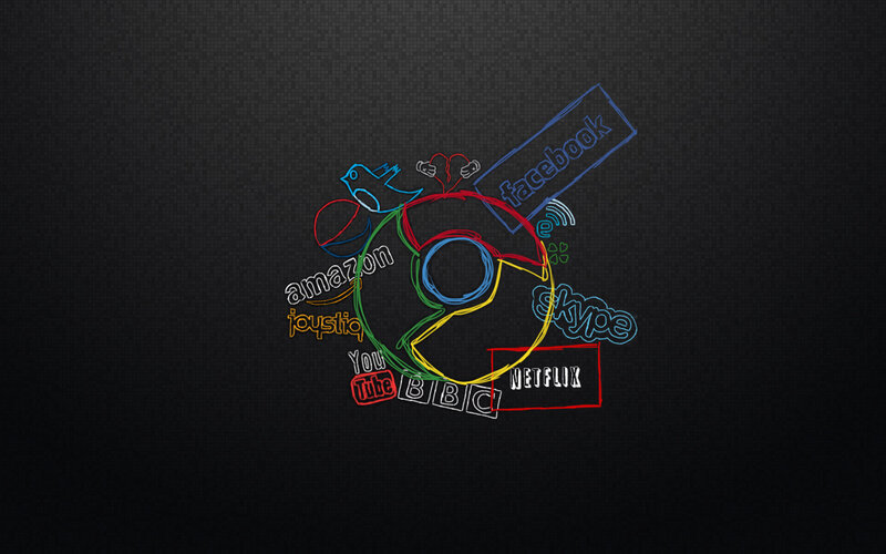 Google Chrome Logo — Black, Neutral