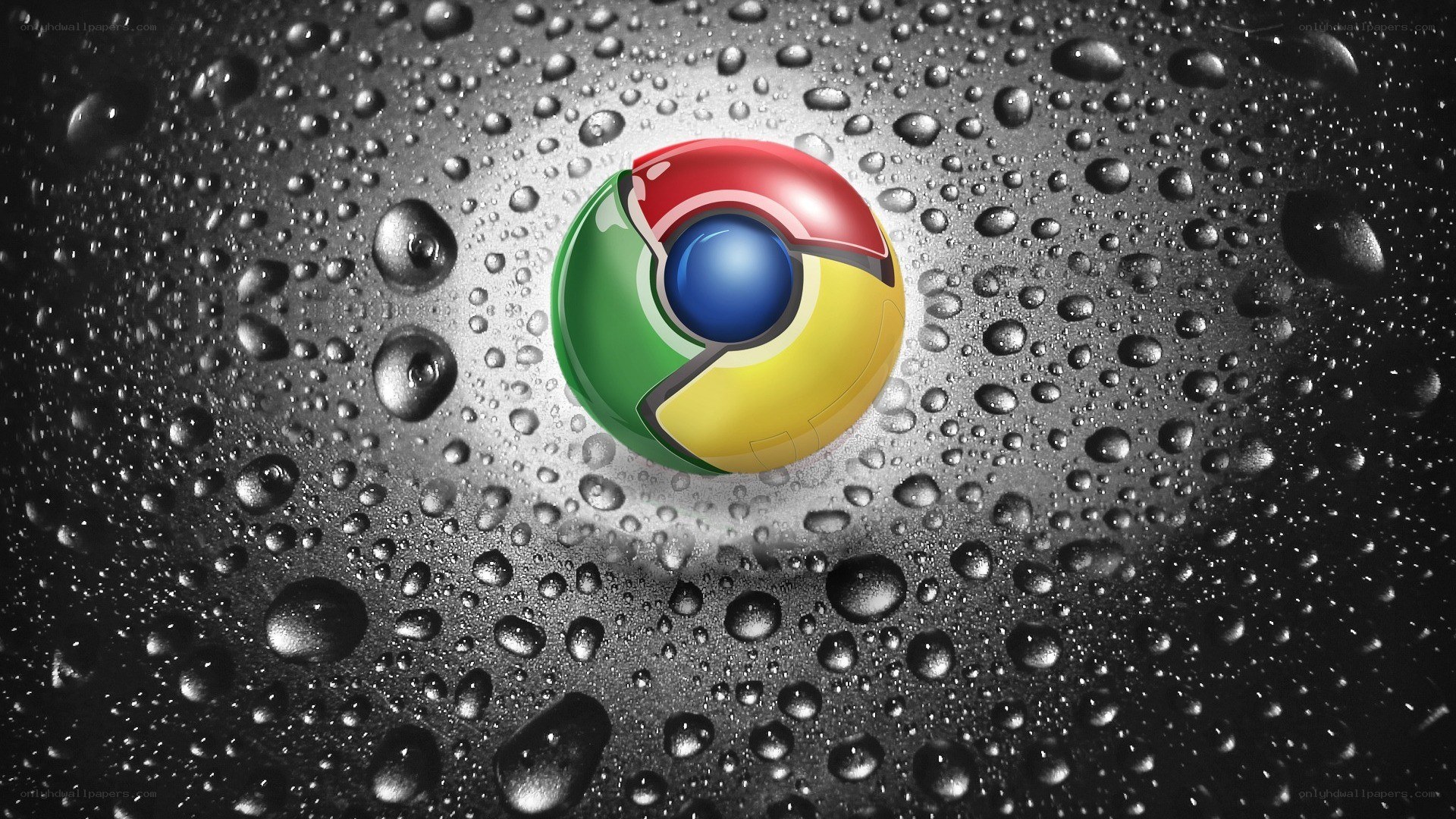 Google Chrome logo on wet surface