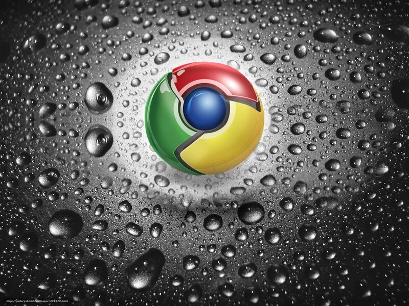 Google Chrome logo on wet surface