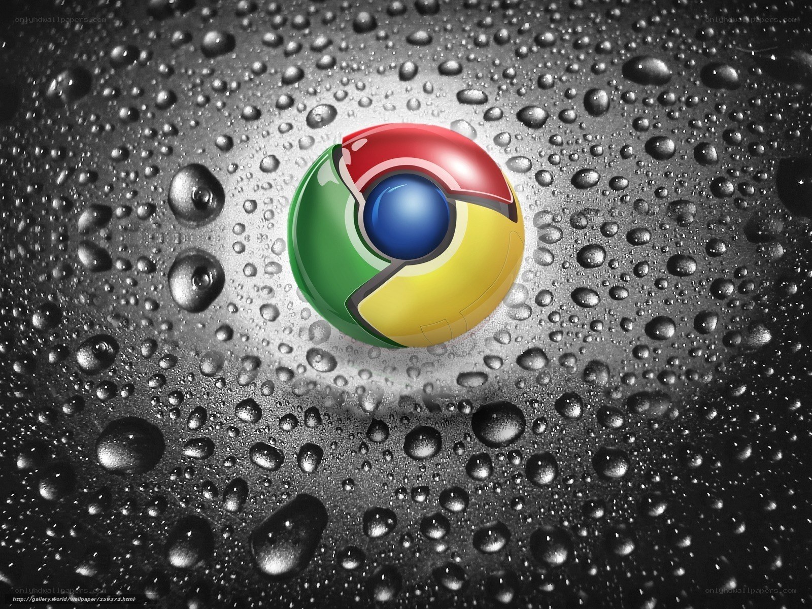 Google Chrome logo on wet surface