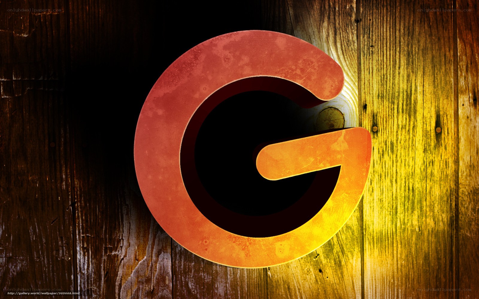 Google G logo on wood