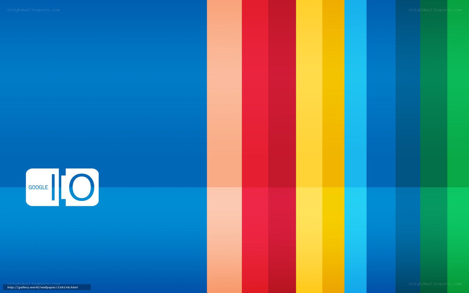 Google I/O logo on colorful stripes