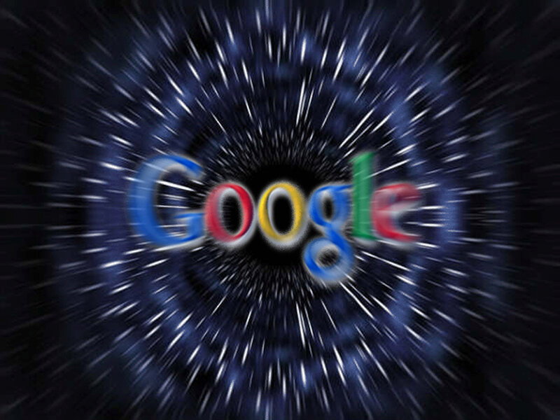 Google logo in space tunnel