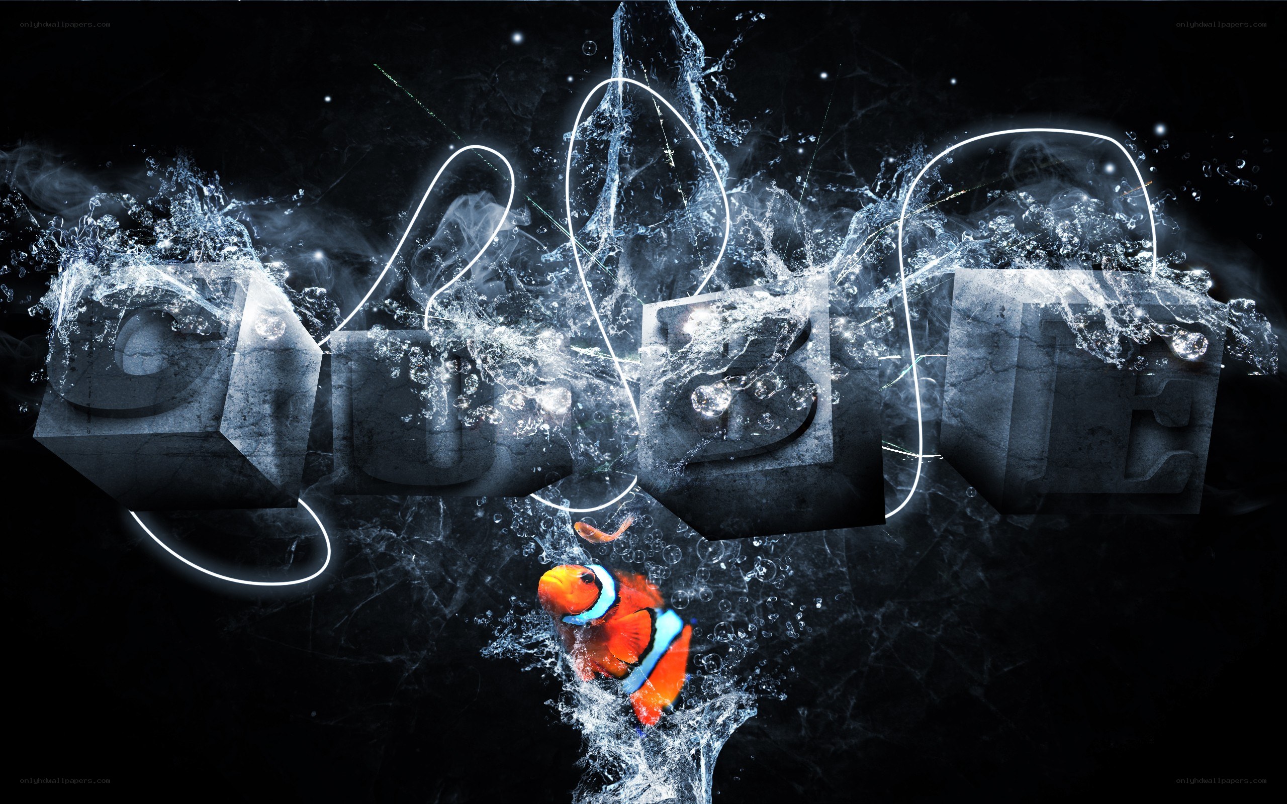 Google logo with clownfish and water