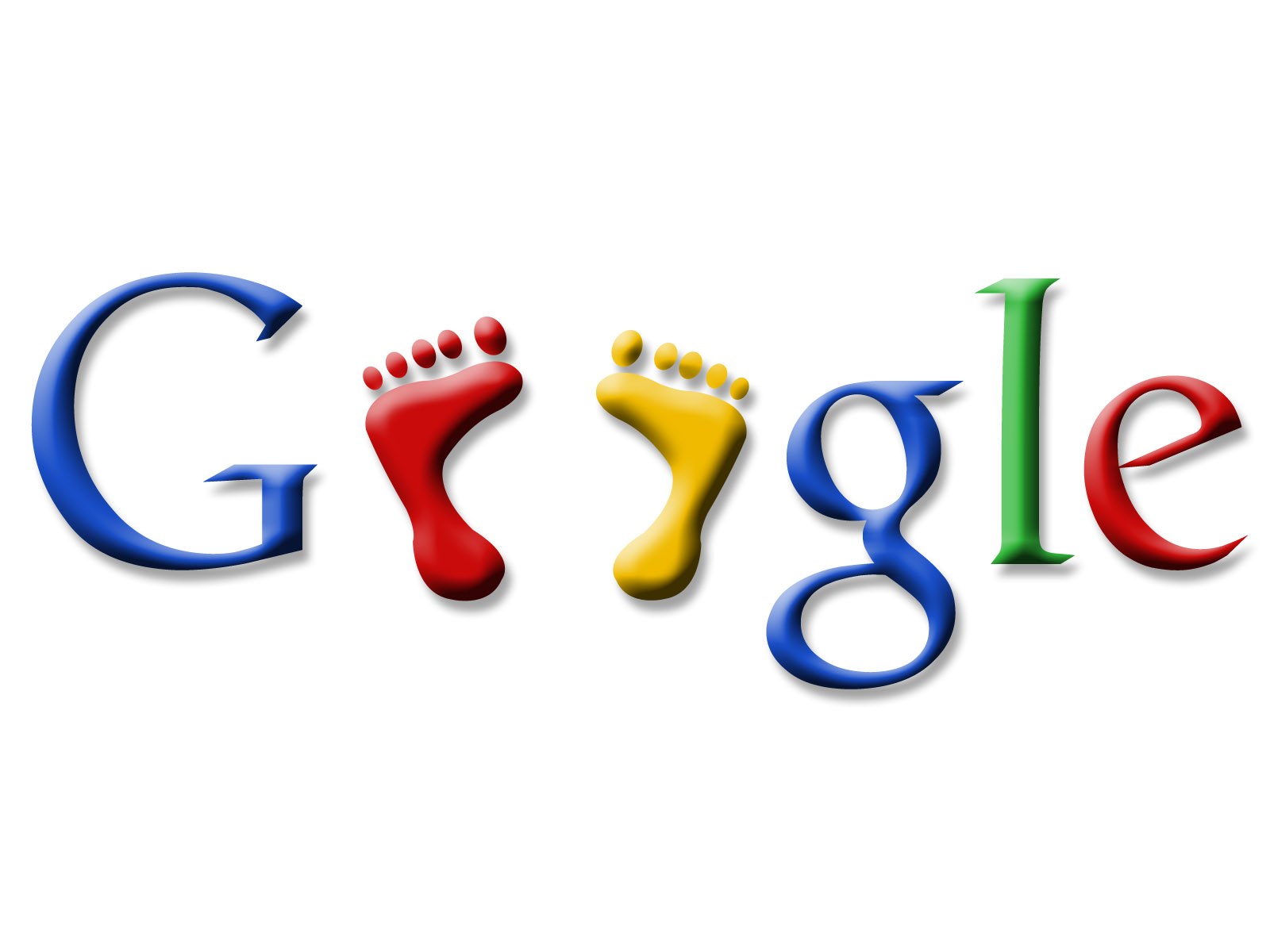 Google logo with footprints