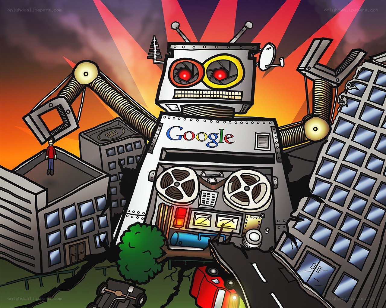 Google robot destroys city