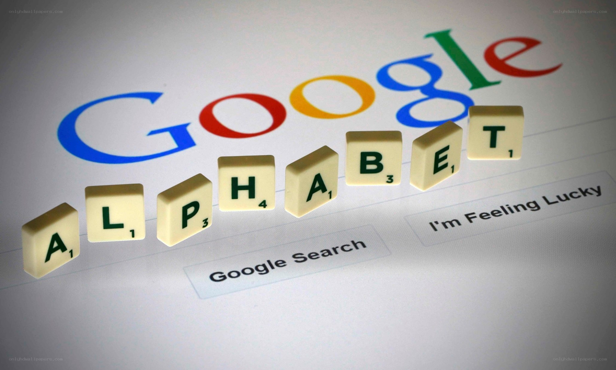 Google search page with alphabet tiles