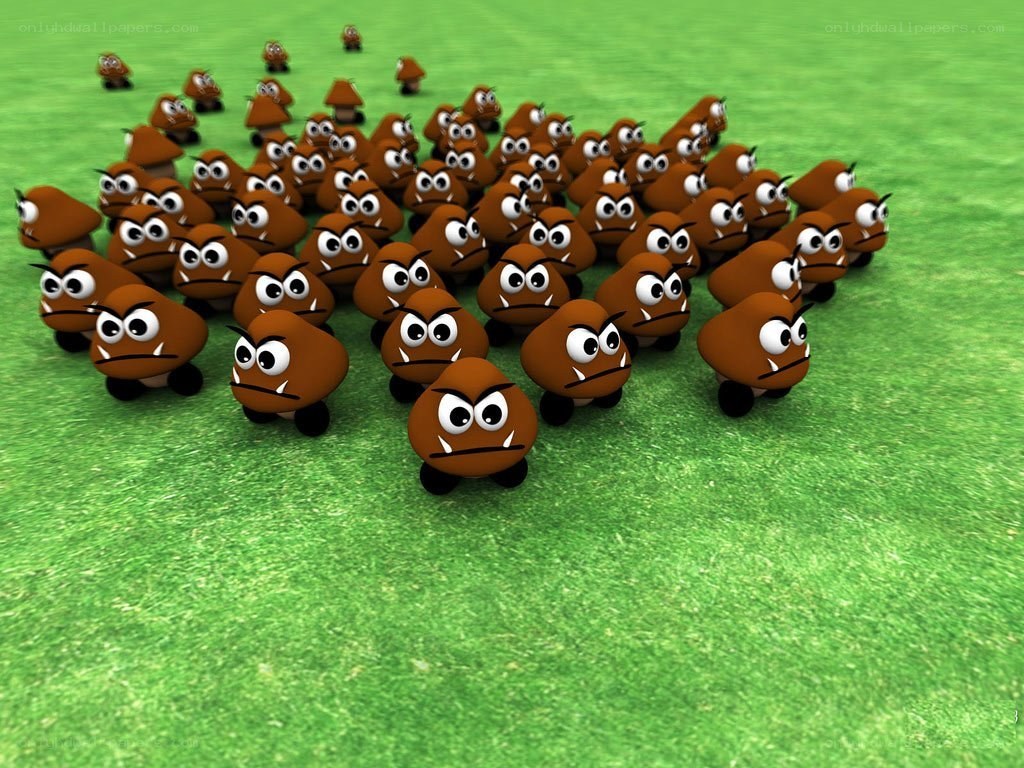 Goomba army on grass