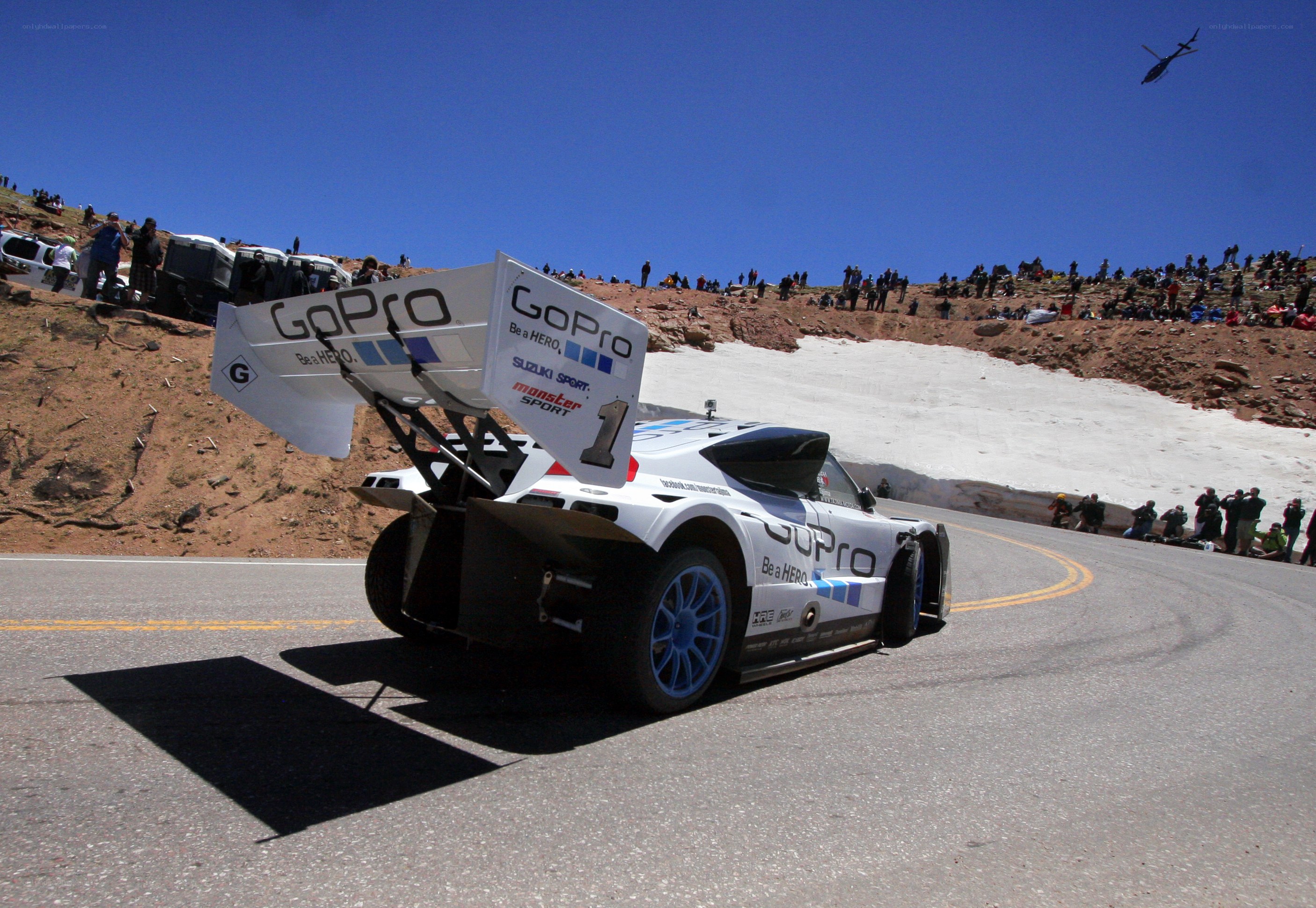 GoPro race car on mountain road