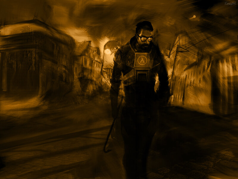 Gordon Freeman in a dark alley