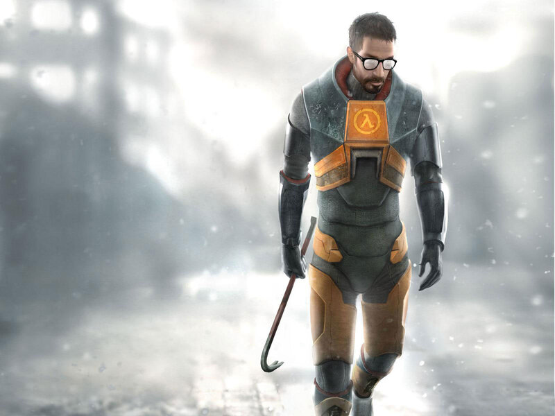 Gordon Freeman in a snowy landscape