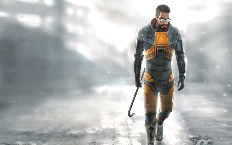 Gordon Freeman in a snowy landscape