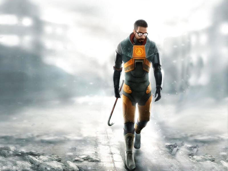 Gordon Freeman in a snowy wasteland