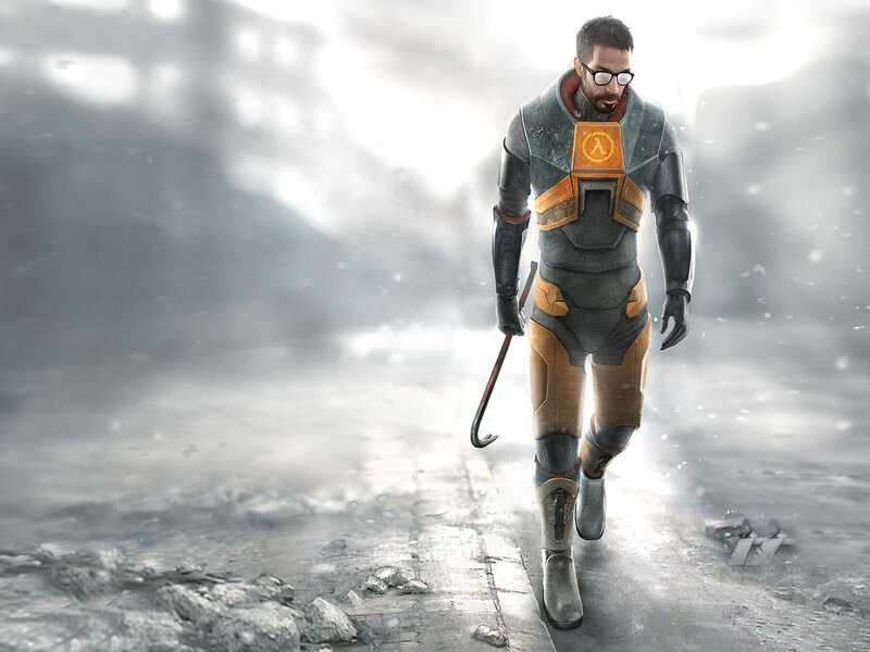 Gordon Freeman in a snowy wasteland