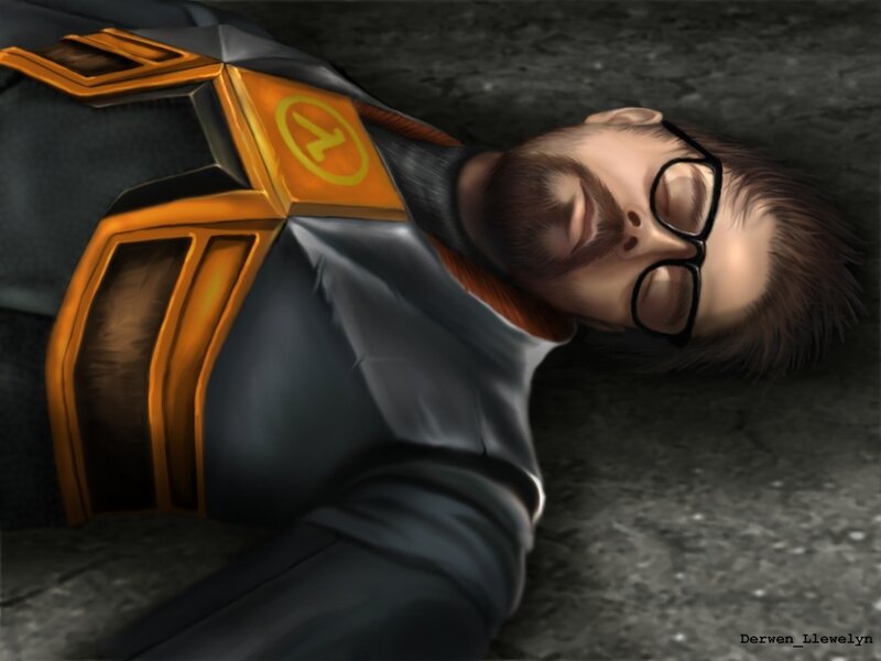 Gordon Freeman lying on ground