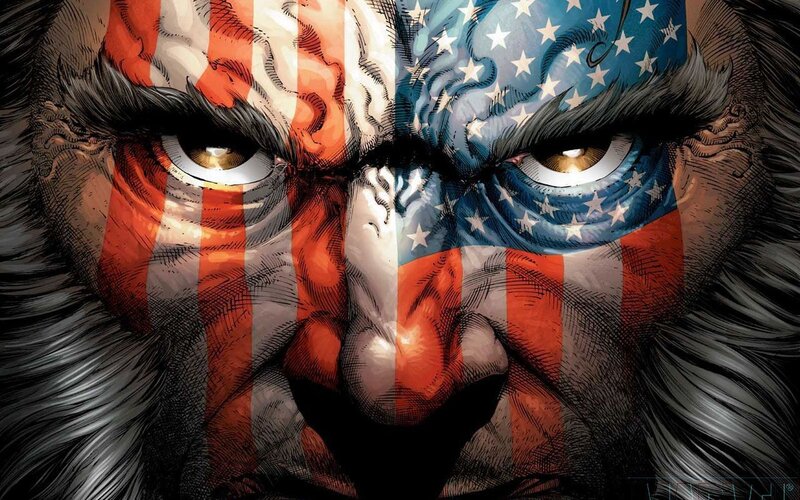 Gorilla Face with Flag
