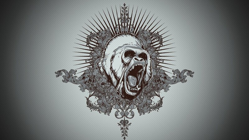 gorilla head with ornate design