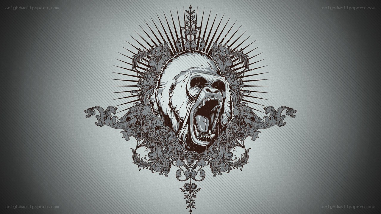 gorilla head with ornate design