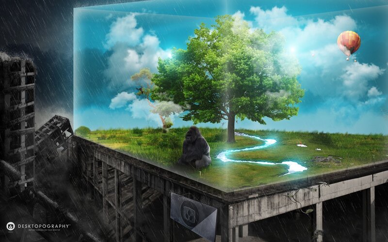 Gorilla in a Glass Box — Green, Dramatic