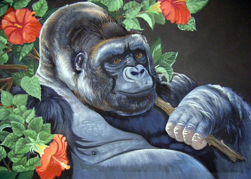 Gorilla in Foliage — Black, Calm