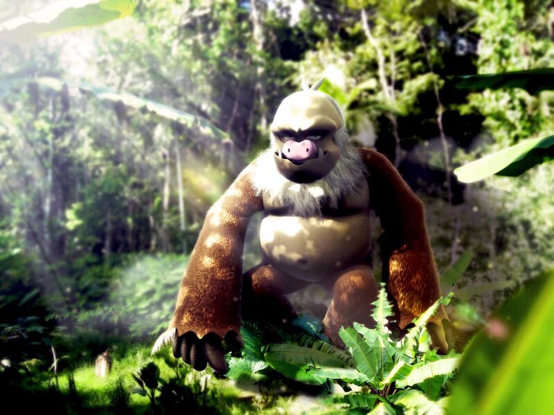 gorilla-like creature in jungle