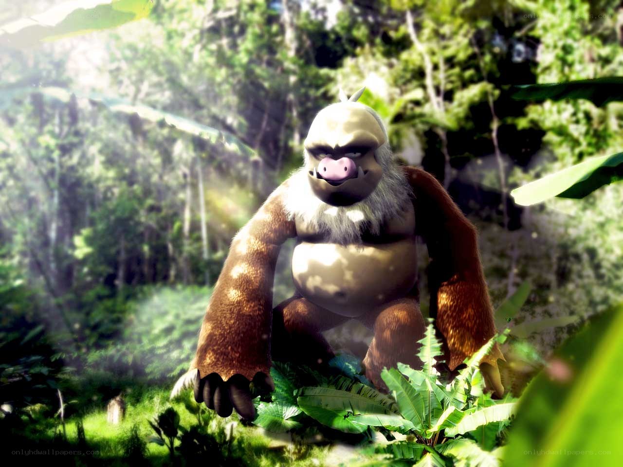 gorilla-like creature in jungle