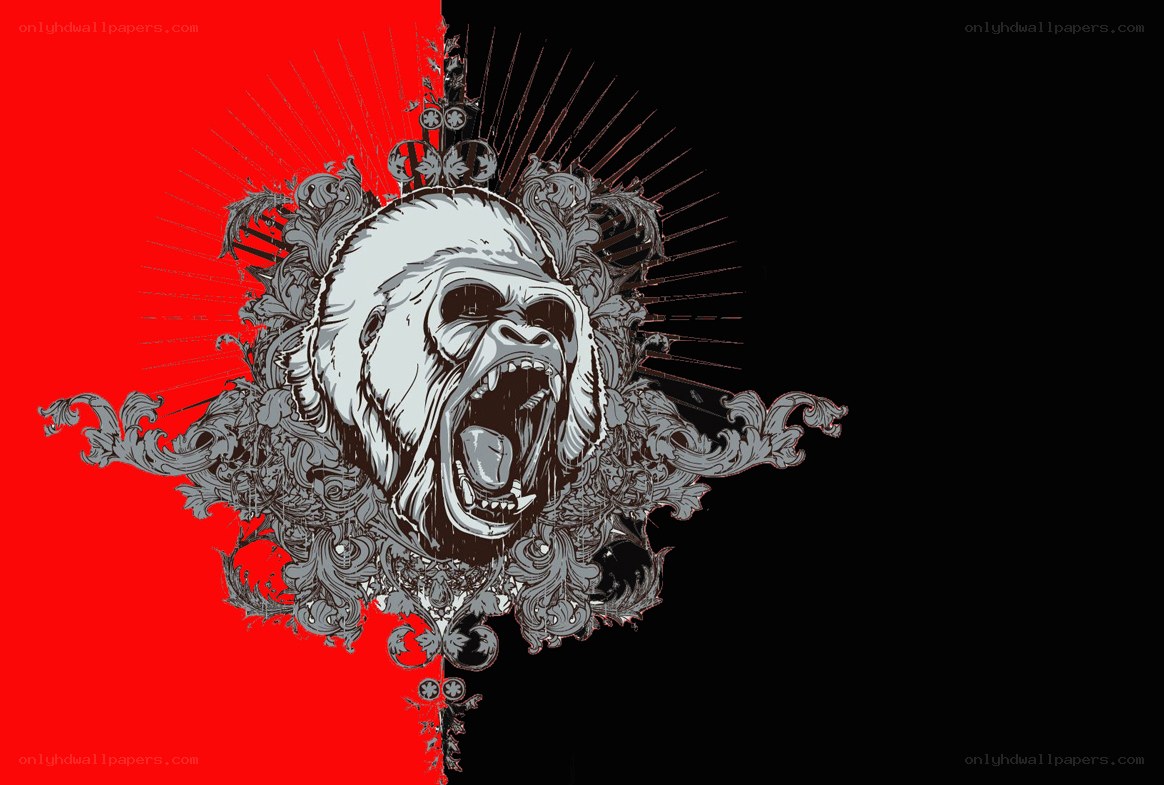 Gorilla skull with ornate design