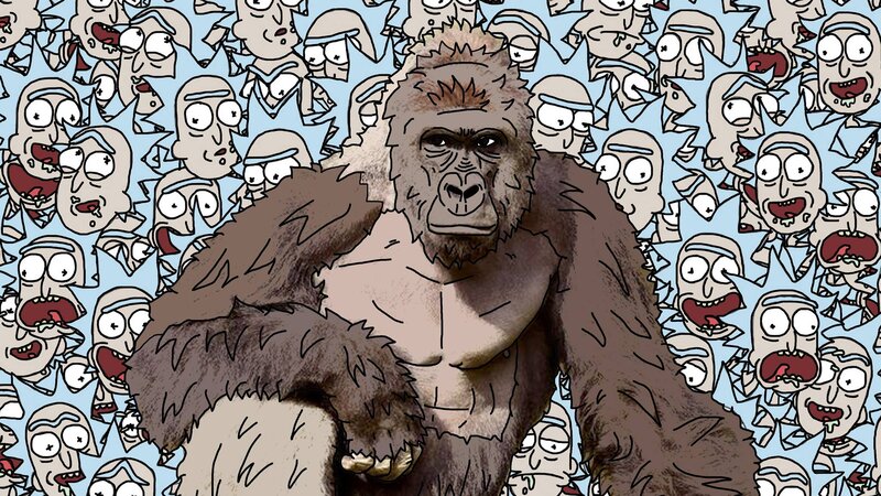 Gorilla Surrounded by Rick Faces